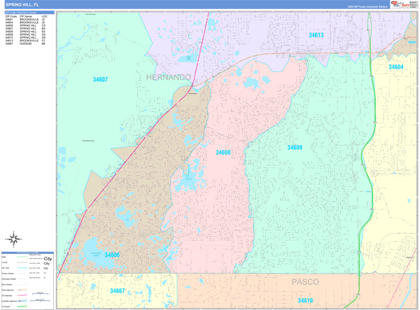 Spring Hill City Digital Map Color Cast Style